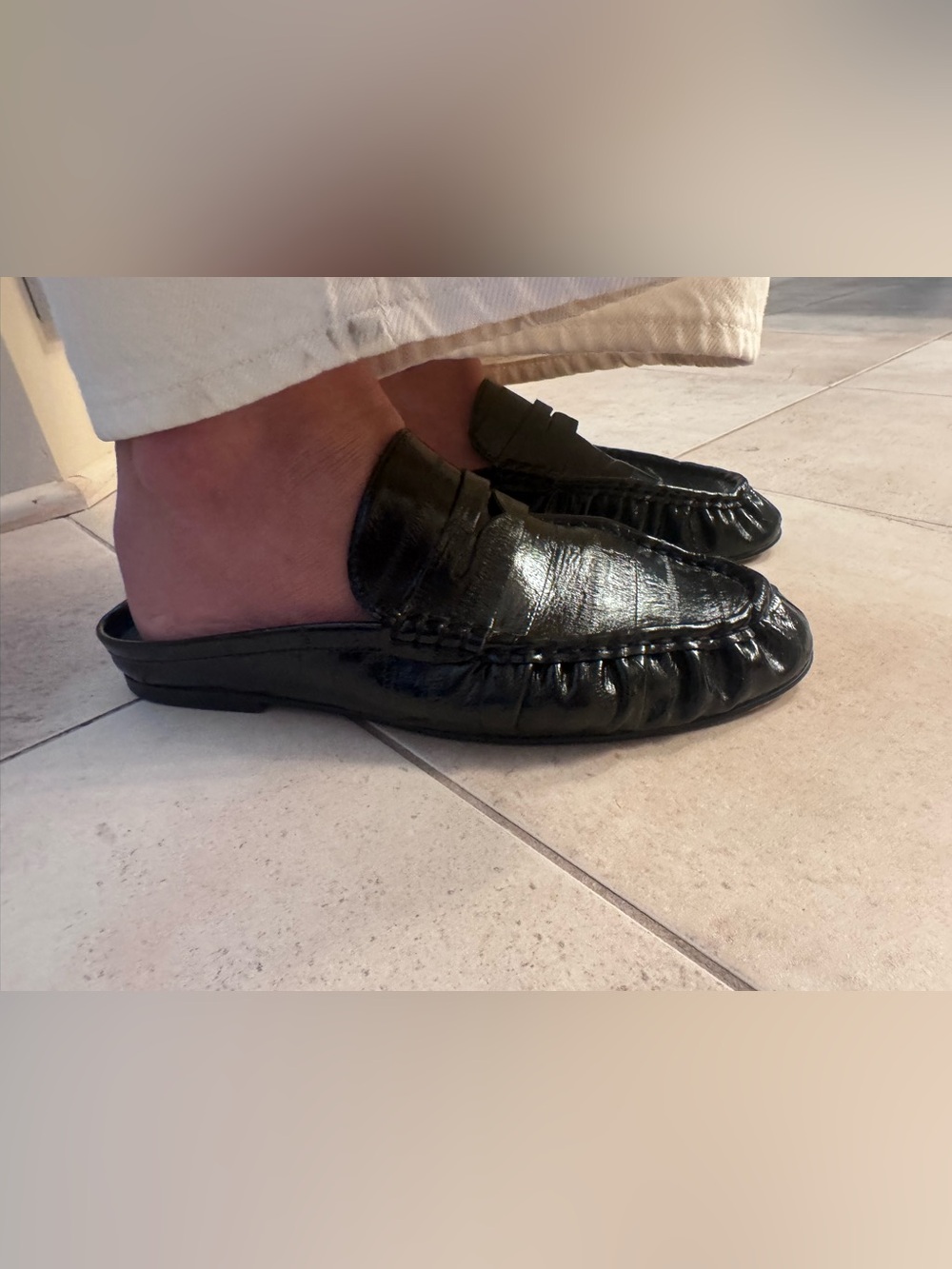 Steve Madden Women’s Rafe Slip-on Mule Loafers in Croc Embossed Glossy Black - Picture 3 of 8